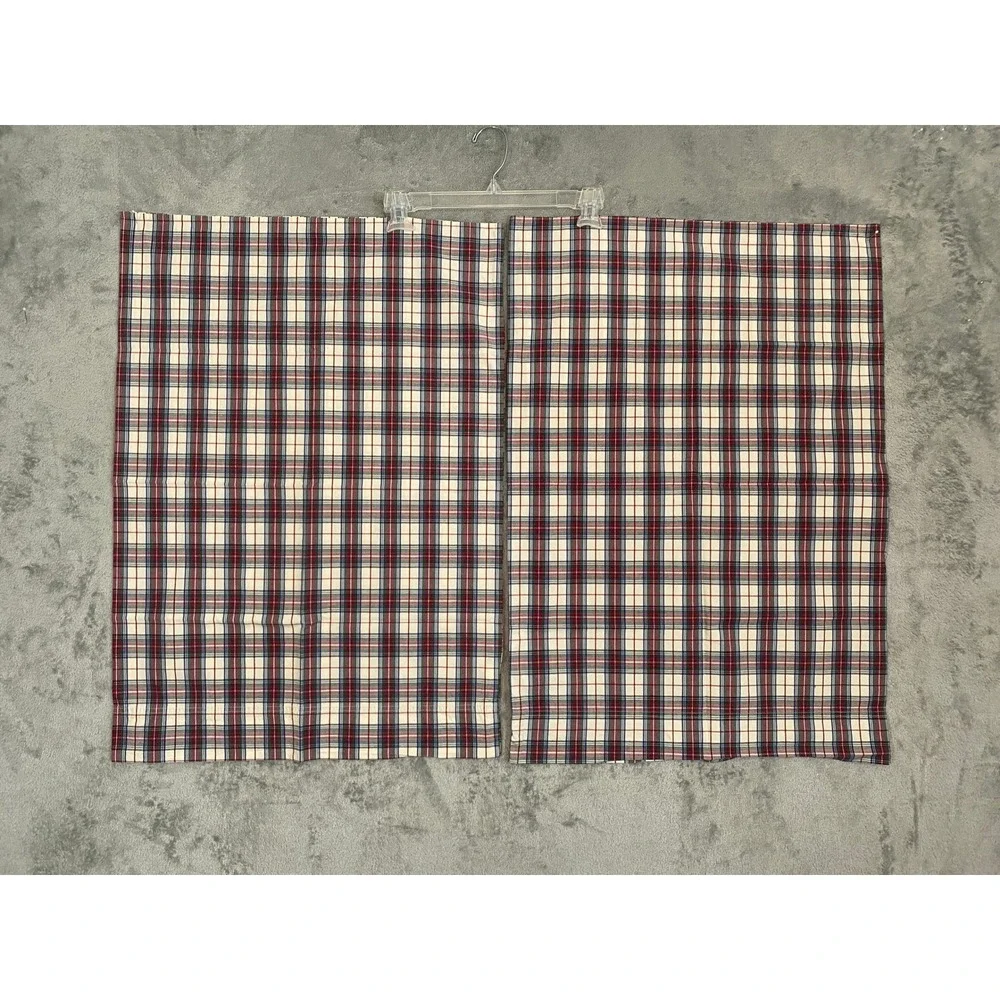 L.L. Bean Sheet Set King Red Plaid 1 Flat 1 King/2 Standard Pillowcases Cotton